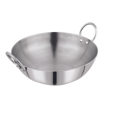 Vinod – Claro Heavy Gauge Stainless Steel Kadai (Plain),  2.5 mm – Capacity 4.5 liter (30cm)