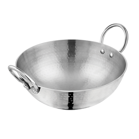 Vinod – Claro Heavy Gauge Stainless Steel Hammered Kadai, 2.5 mm – Capacity 4.5 Liter (30cm)