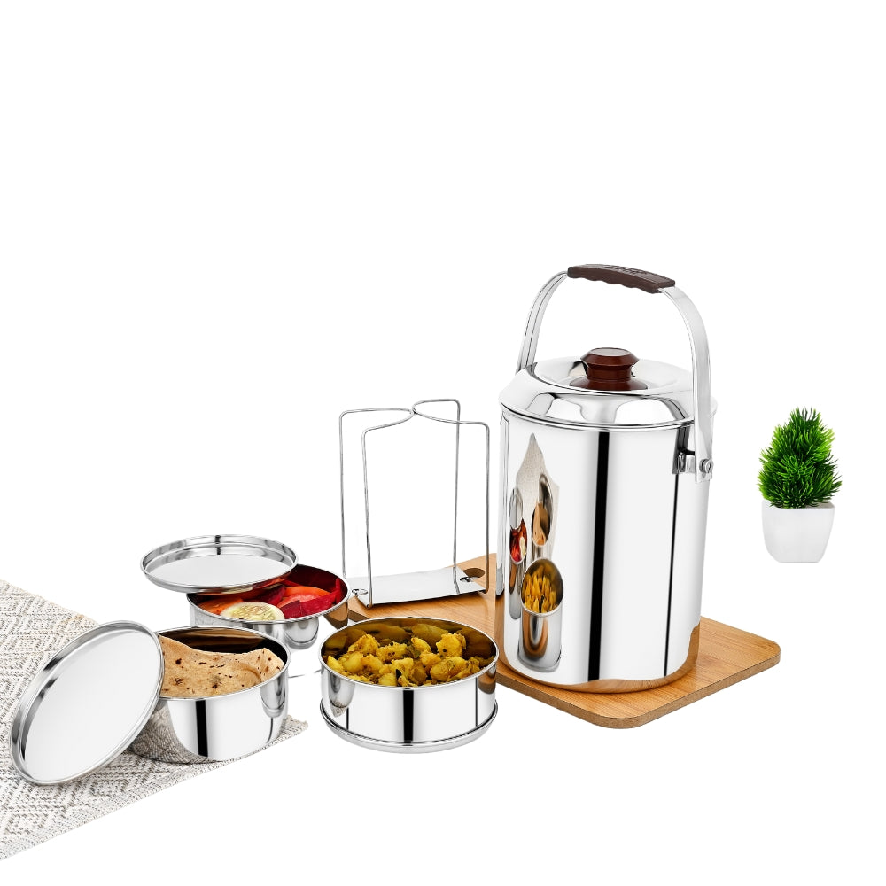 Vinod Stainless Steel Deluxe Hot Tiffin – 3 Compartment