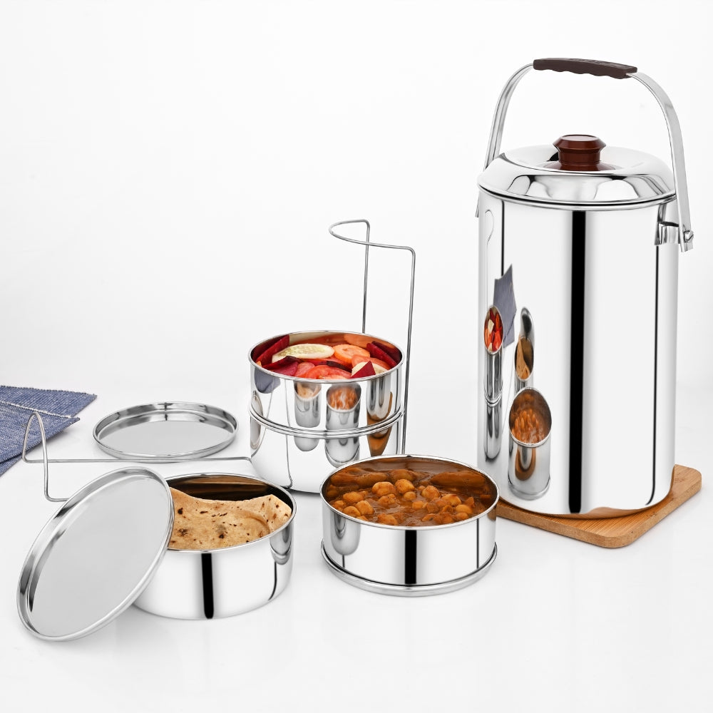 Vinod Stainless Steel Deluxe Hot Tiffin – 4 Compartment