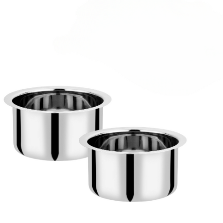 Vinod Stainless Steel Induction Friendly Flat Bottom Tope Without Lid – Combo Set – 5.5 Ltr &#038; 6.7 ltr – No 17 &#038; 18