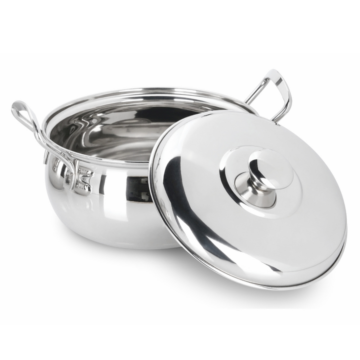 Vinod Stainless Steel Milano Plain Serving Casserole With Steel Lid & Side Handle 2000 ml, 20 cm