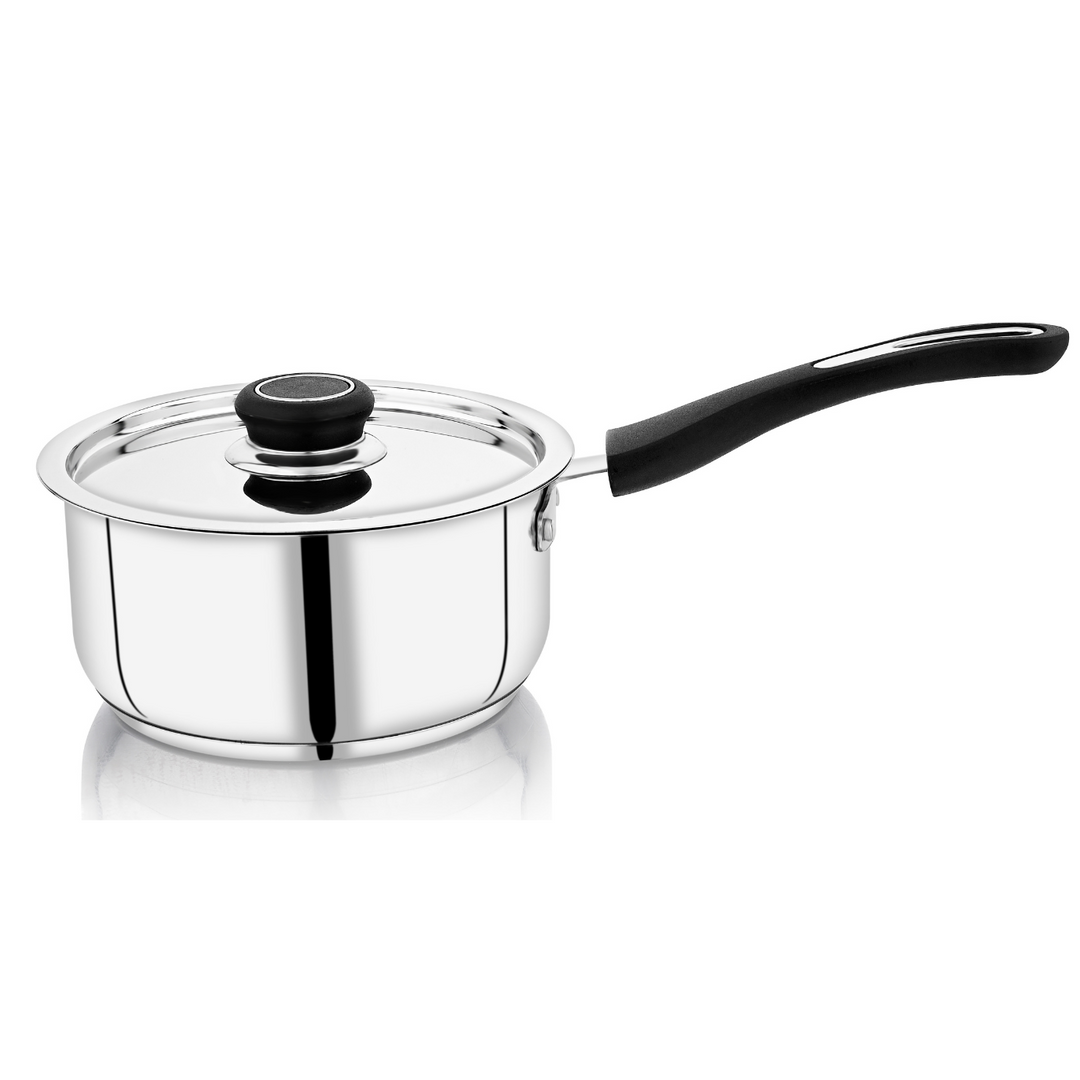 VINOD - DONIV Stainless Steel Sorrento Sandwich Bottom Saucepan with Steel Lid 16 cms – Induction Friendly