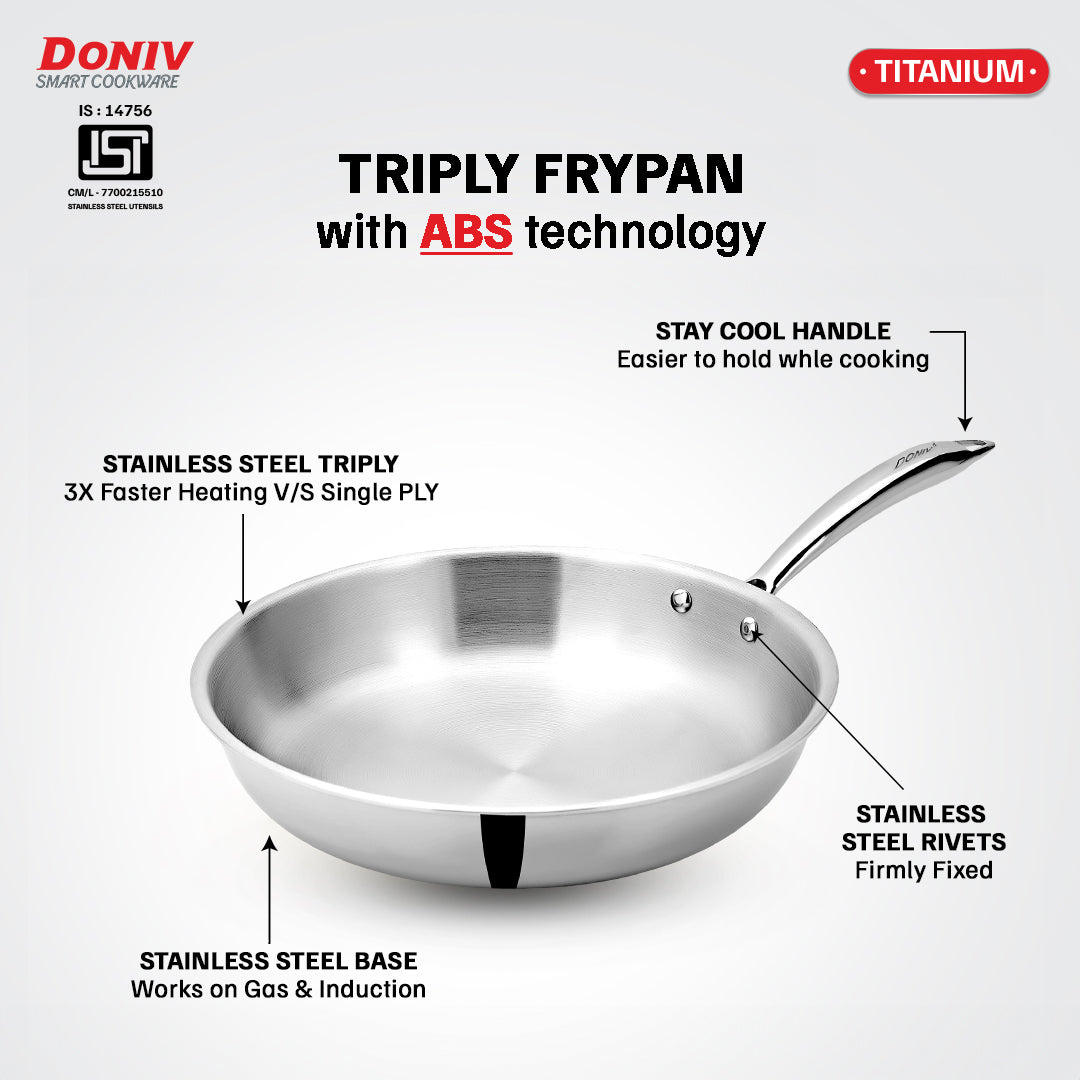 VINOD Doniv Titanium Triply Stainless Steel Fry Pan Abs