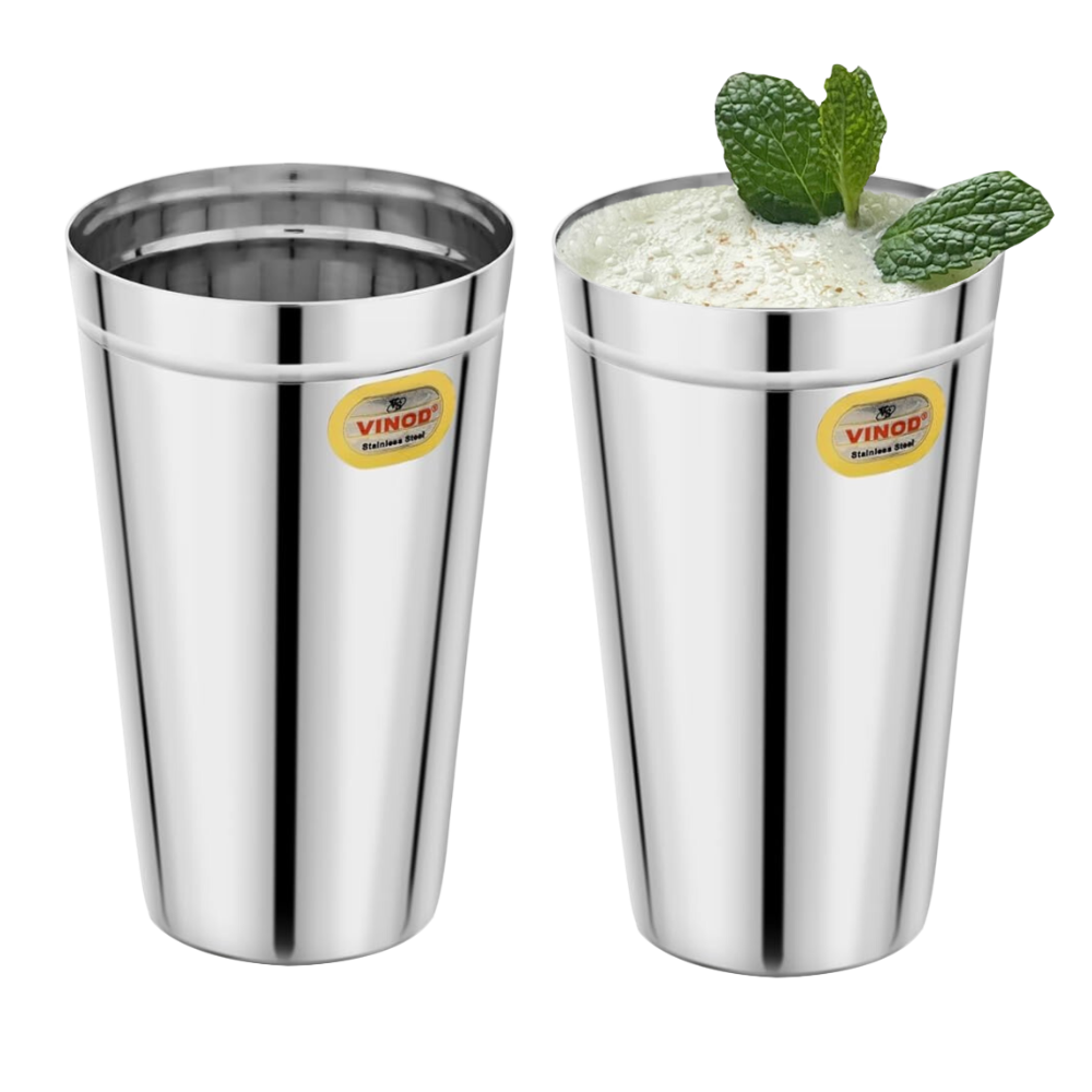 Vinod Stainless Steel Lassi Glass - Set of 2- Jumbo 650 ML | Durable & Elegant