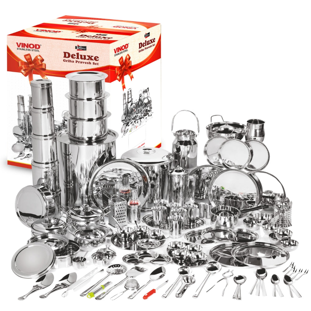 Buy Online 121 Pieces Griha Pravesh Set | VINOD – Vinod Stainless Steel