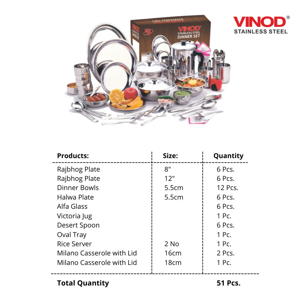 Steel dinner set 51 pcs clearance