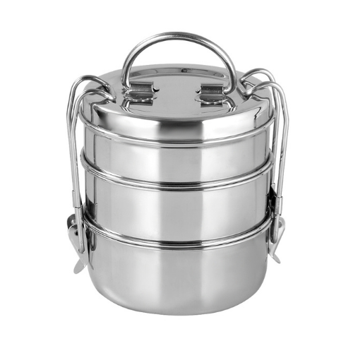 Vinod Steel Lunch Tiffin without Mega Hot Bag